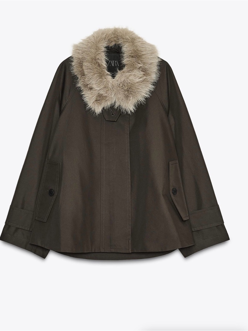 Zara Water repellent trench coat with faux fur